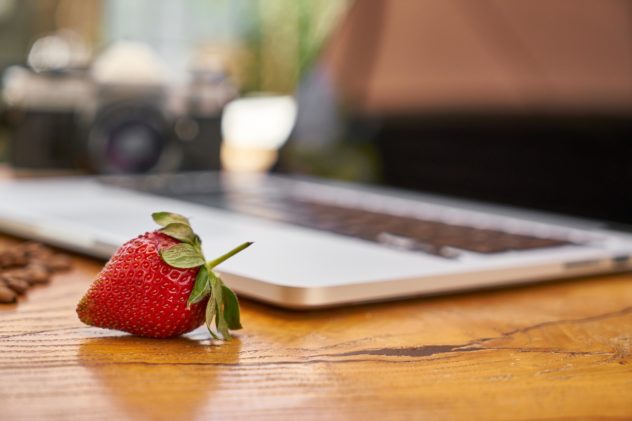 blogger with strawberry